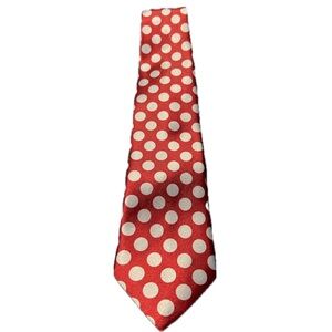 Top City red and white polka dot tie, 100% silk.